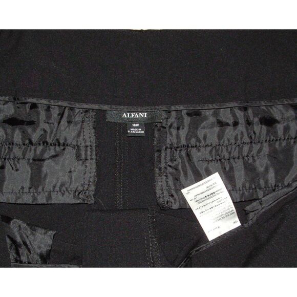 ALFANI Solid Black Plus Sz 18 Casual or Dress Wide Leg Pants Pockets - Picture 2 of 2